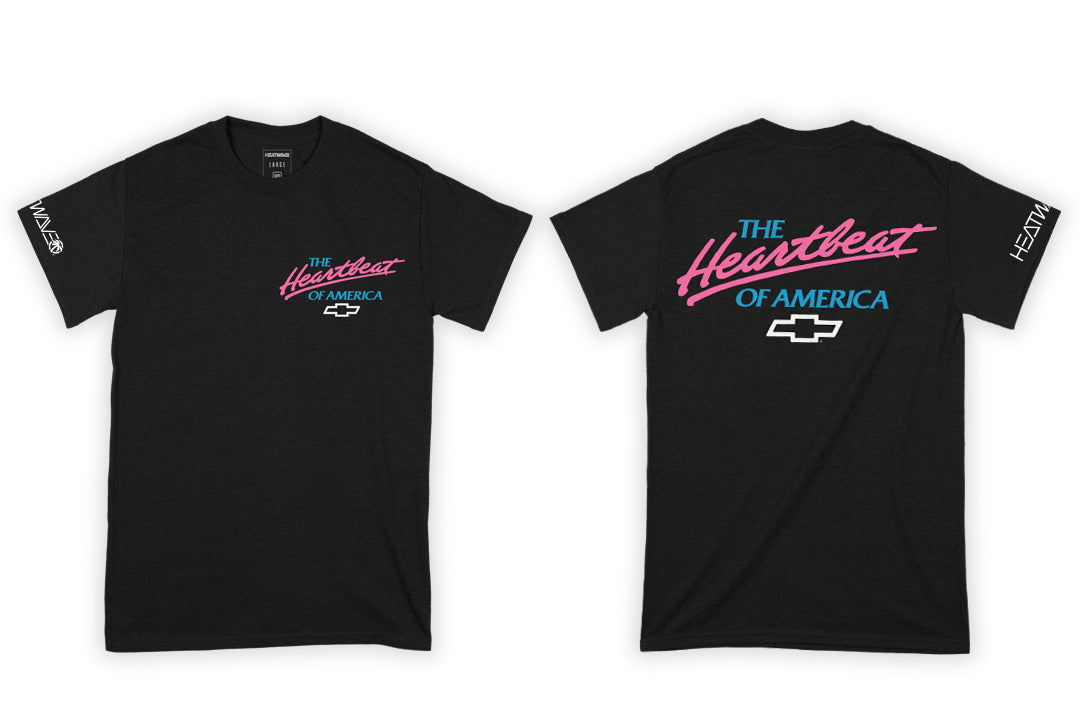 Heat Wave Visual Chevrolet Heart Beat of America T-shirt Black.